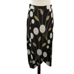 Anthropologie Maeve Craspedia Black White Gold Metallic Wrap Look Knit Lined S